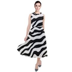 Tiger White-black 003 Jpg Round Neck Boho Dress