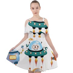 Vector-set-funny-robots-cartoon Cut Out Shoulders Chiffon Dress by Jancukart