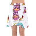 Cartoon-cute-owl-vector Wrap Front Skirt View1