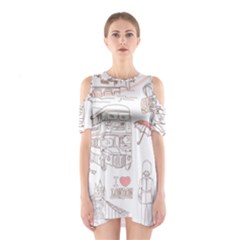 I Love London Drawing Shoulder Cutout One Piece Dress by Jancukart