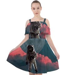 Astronaut-moon-space-nasa-planet Cut Out Shoulders Chiffon Dress by Jancukart