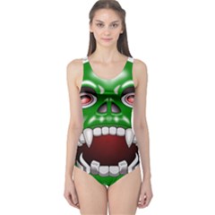 Monster-mask-alien-horror-devil One Piece Swimsuit by Jancukart