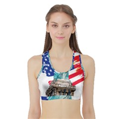 Statue Of Liberty Independence Day Poster Art Sports Bra With Border by Jancukart