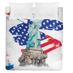 Statue Of Liberty Independence Day Poster Art Duvet Cover Double Side (queen Size) by Jancukart