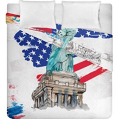 Statue Of Liberty Independence Day Poster Art Duvet Cover Double Side (king Size) by Jancukart