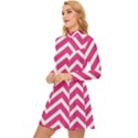 Chevrons - Pink Long Sleeve Velour Longline Dress View2