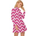 Chevrons - Pink Long Sleeve Velour Longline Dress View3