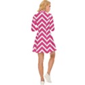 Chevrons - Pink Long Sleeve Velour Longline Dress View4