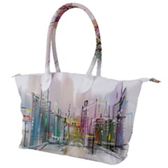 Drawing-watercolor-painting-city Canvas Shoulder Bag by Jancukart