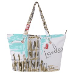 Big-ben-paris-clock-tower-vector-painted-london Full Print Shoulder Bag by Jancukart