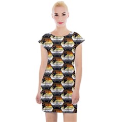 Hackers Town Void Mantis Hexagon Bear Pride Flag Cap Sleeve Bodycon Dress by WetdryvacsLair