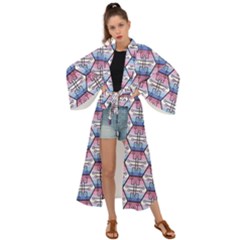 Hackers Town Void Mantis Hexagon Bigender Seven 7 Stripe Pride Flag Maxi Kimono by WetdryvacsLair