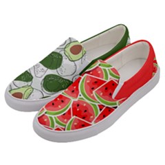 Avocado Watermelon Pattern Men s Canvas Slip Ons by flowerland