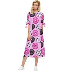 Dessert Bow Sleeve Chiffon Midi Dress