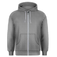 Soot Black And White Handpainted Houndstooth Check Watercolor Pattern Men s Zipper Hoodie by PodArtist