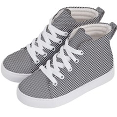 Soot Black And White Handpainted Houndstooth Check Watercolor Pattern Kids  Hi-top Skate Sneakers by PodArtist