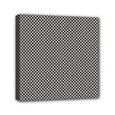 Small Black And White Watercolor Checkerboard Chess Mini Canvas 6  X 6  (stretched) by PodArtist