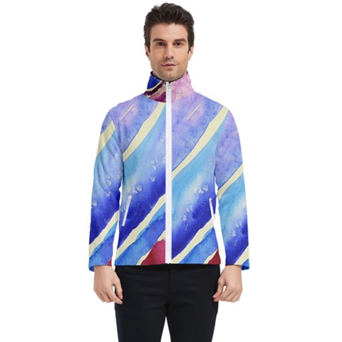 Painting-abstract-blue-pink-spots Men s Bomber Jacket by Jancukart