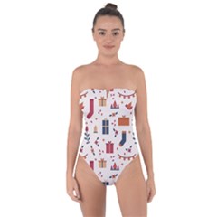 Christmas-gifts-socks-pattern Tie Back One Piece Swimsuit