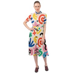 Popping Colors Keyhole Neckline Chiffon Dress by HWDesign