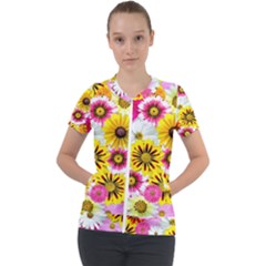 Blossoms Short Sleeve Zip Up Jacket