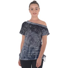 Ice Frost Crystals Off Shoulder Tie-up Tee