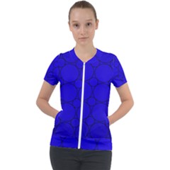 Background-blue Short Sleeve Zip Up Jacket