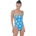 Blue Polkadot Tie Strap One Piece Swimsuit View1