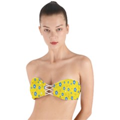 Floral Yellow Twist Bandeau Bikini Top