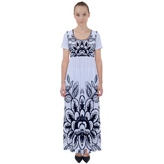 Im Fourth Dimension Black White 10 High Waist Short Sleeve Maxi Dress