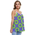 Polka-dots-green-blue Casual Spaghetti Strap Chiffon Top View3