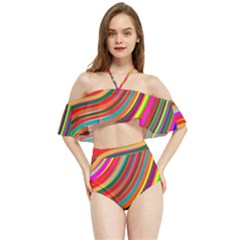 Abstract-calorfull Halter Flowy Bikini Set 