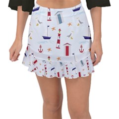 Nautical-ilustrasi Fishtail Mini Chiffon Skirt