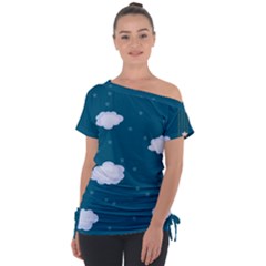 Clouds Off Shoulder Tie-up Tee