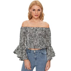 Comb Off Shoulder Flutter Bell Sleeve Top by nateshop