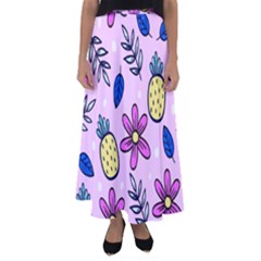 Flowers Purple Flared Maxi Skirt by nateshop