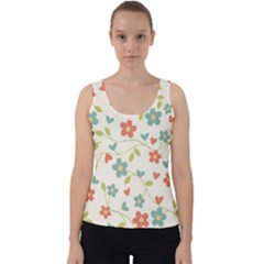  Background Colorful Floral Flowers Velvet Tank Top