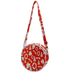 Orange Background Card Christmas  Crossbody Circle Bag