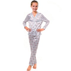 Pattern Christmas Pattern Red Stars Kid s Satin Long Sleeve Pajamas Set by Sapixe