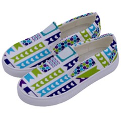 Peacock Pattern Kids  Canvas Slip Ons by Sapixe