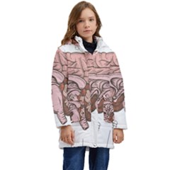 Cerebrum Human Structure Cartoon Human Brain Kid s Hooded Longline Puffer Jacket by Sapixe