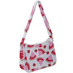 Pink Watermeloon Zip Up Shoulder Bag by Sapixe