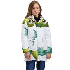 Fish Vector Green Kid s Hooded Longline Puffer Jacket by Sapixe