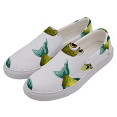 Fish Vector Green Men s Canvas Slip Ons by Sapixe