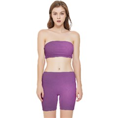 Background-purple Stretch Shorts And Tube Top Set by nateshop