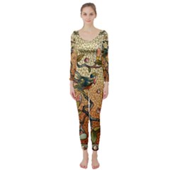 Flower Cubism Mosaic Vintage Long Sleeve Catsuit by Sapixe