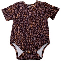 Coffee Beans Food Texture Baby Short Sleeve Onesie Bodysuit by artworkshop