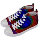 Red Peacock Plumage Fearher Bird Pattern Women s Mid-Top Canvas Sneakers View2