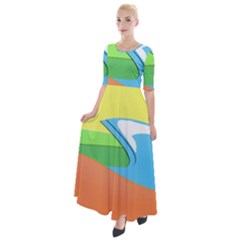 Waves-beach-sun-sea-water-sky Half Sleeves Maxi Dress by Jancukart