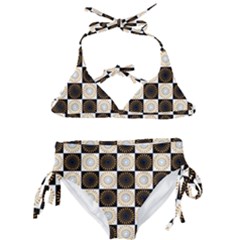 Illustration Checkered Pattern Decoration Kids  Classic Bikini Set